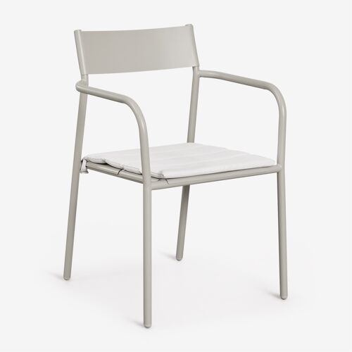 Chaise De Jardin Empilable Avec Accoudoirs En Acier Tossa Vert Kaki