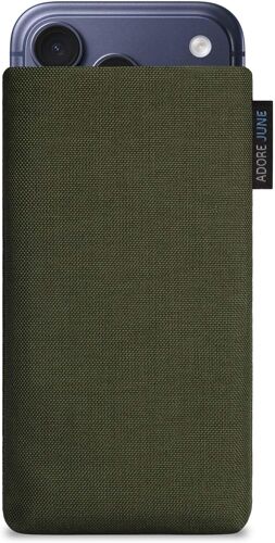 LORANKA-Classic Vert-Olive Housse Compatible avec iPhone 17 Pro et iPhone 17, Pochette Établie Résistant Textile avec Affichage Nettoyage Effet