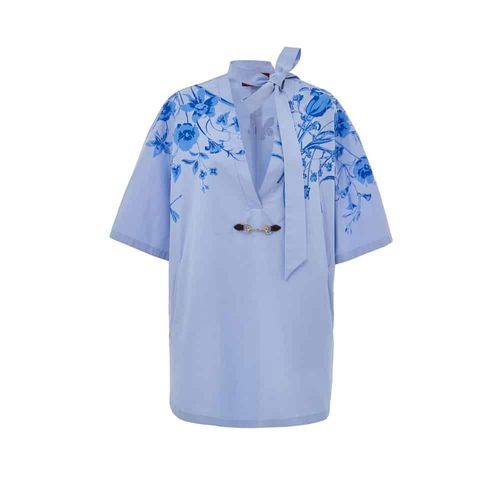 Gucci - Chemise Bleue En Coton À Motifs
