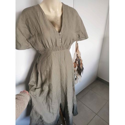 Robe Longue Lin Et Viscose Style Vintage Armée Grey Campagne