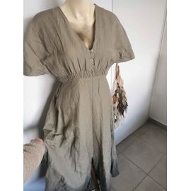 Robe Longue Lin Et Viscose Style Vintage Armée Grey Campagne