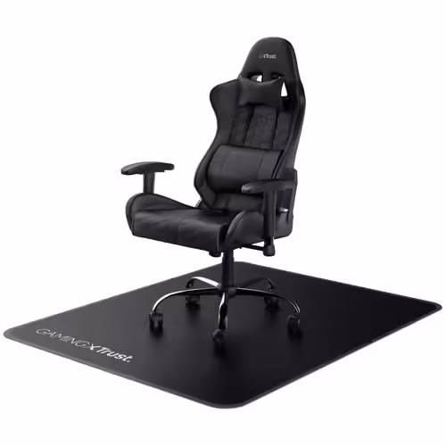 Trust Gaming GXT 715 Tapis de Chaise pour Les Chaises de Jeu ou de Bureau, Matériau Résistant, 99 × 120 cm, Protège Les Sols, Planchers, Parquets, pour Gaming et Le Travail - Noir