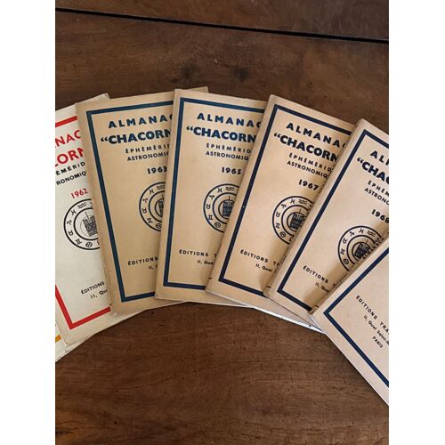 Lot De 7 Almanachs Chacornac, Éphémérides Astronomiques De 1961, 1962, 1963, 1965, 1967, 1968 Et 1969