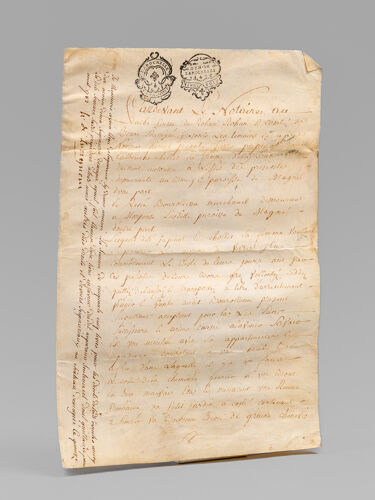 [ Document Sur Vélin : Acte D'arrentement Daté De 1780, Relatif À La Commune De Magné, Près De Niort, Signé Par H. De Luzignem ] Par Devant Le Notair