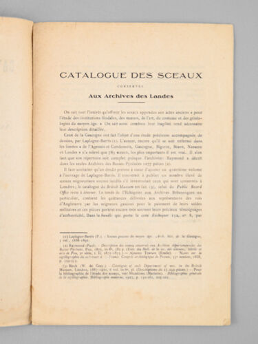 Catalogue Des Sceaux Conservés Aux Archives Des Landes