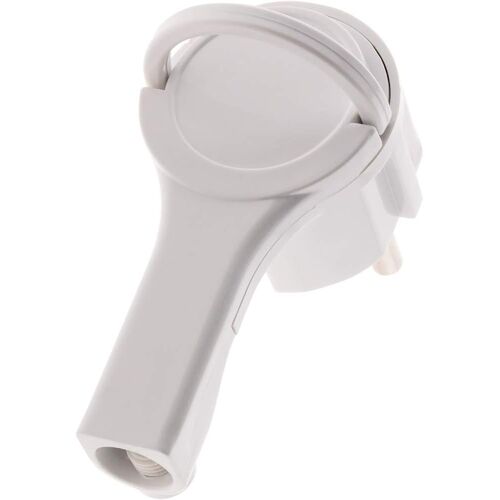Fiche Électrique Mâle Extra Plate 2P+T 16A - Design Compact avec Anneau d'Extraction - Compatible Câble HO5VV-F 3G1/3G1,5mm² - Puissance 3680W Max sous 230V - Conforme à la Norme NF - Blanc