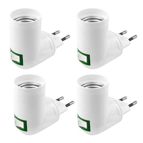 4 Pièces Douille E27 avec Interrupteur Douille de Chantier AC 220V Douille Electrique pour Adaptateur E27 Lampe de Cuisine Murale Support Ampoule LED (Blanc)