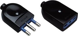 PP0443.1S Kit Paire Prise Double Voie et Fiche Standard Italien 16A - Set Fiche/Prise À Assembler Noires - Prise Double Voie Adaptable À Chaque Fiche Standard Italien