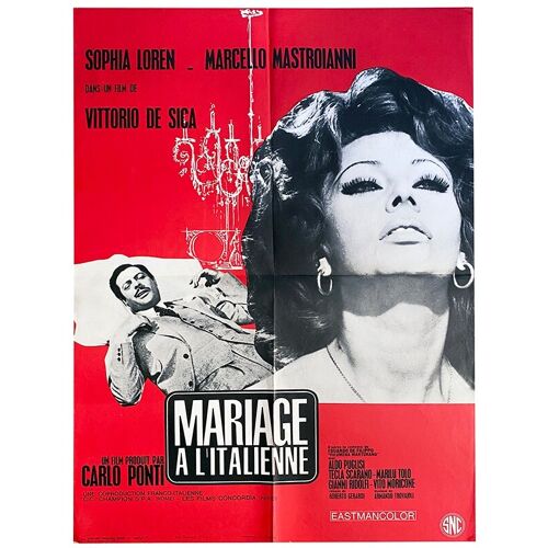 Mariage À L'italienne (Matrimonio All'italiana) - Véritable Affiche De Cinéma Pliée - Format 60x80 Cm - De Vittorio De Sica Avec Sophia Loren, Marcello Mastroianni - 1964 #