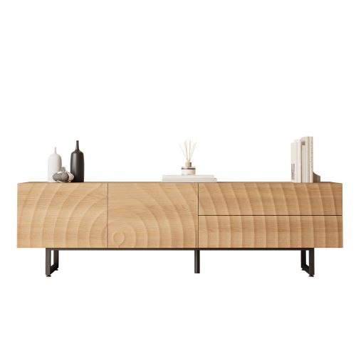 Meuble TV Support TV ¿¿ texture 3D, panneau bas 180 x 38 x 51,5 cm, design moderne et unique