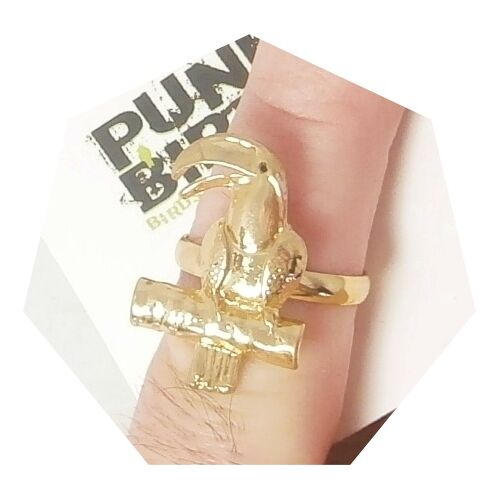 Bague Ajustable Perroquet Doré - Bijou Fantaisie Punk Birds