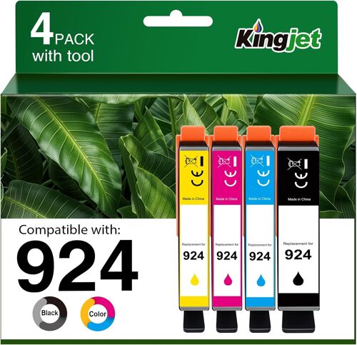 924 Cartouches d'encre pour HP 924 Cartouches compatibles avec HP OfficeJet 8120e 8122e 8124e 8125e pour OfficeJet Pro 8130e 8132e 8134e 8138e 8139e (Pas avec)