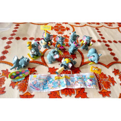 Kinder Surprise Monobloc Série Complète Avec Bpz Les Elephantos Au Club 1999