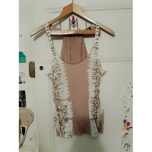 Débardeur Blanc/Beige Perles Cousues Dorées 34 Xs Morgan De Toi.