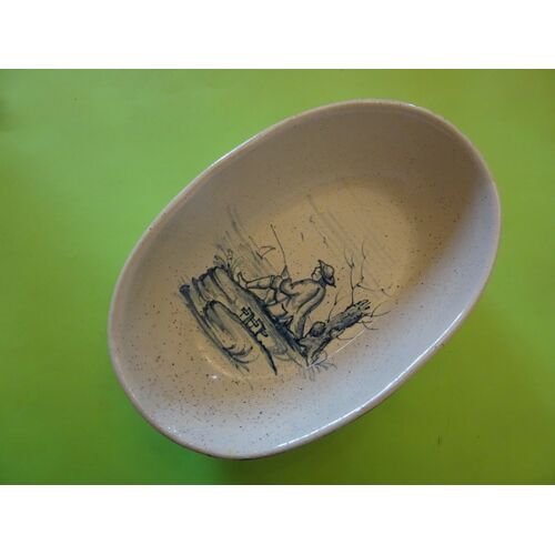 Ravier, Pêcheur À La Ligne, Céramique Peinte À La Main, Signée Ima, Ceramiche Ima Montelupo Fiorentino Près De Florence - Dimensions : 12x17,5 Cm. Profondeur : 5 Cm. Peut S'Accrocher.