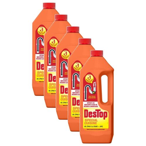 DESTOP Lot de 5 Gels Spécial Cuisine Déboucheur Canalisation Flacon de 1 l