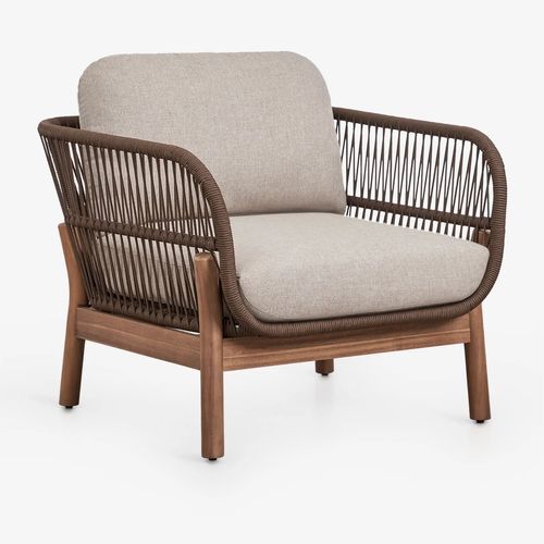 Fauteuil De Jardin En Aluminium Et Bois D'acacia Karvia Brun Acacia