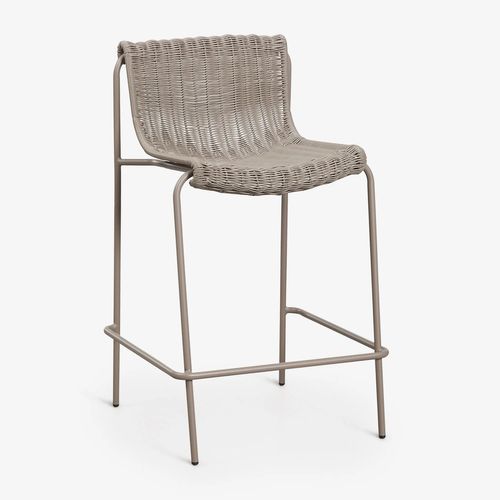 Tabouret De Jardin Haut En Rotin Synthétique Et Acier Revia Moka Brown ¿65 Cm