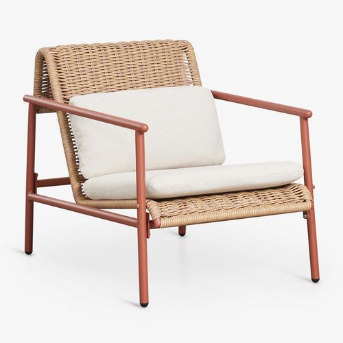 Fauteuil De Jardin Avec Accoudoirs En Aluminium Et Rotin Duroli Terracota