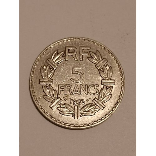 Pièce De 5 Francs En Nickel De 1933 En Très Bon État.