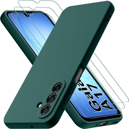 KALANKA-Coque pour Samsung Galaxy A17 4G / 5G, avec 3 Verre trempé Protection écran, Couche Intérieure Douce, Mince Souple Silicone Étui Protection Antichoc Bumper Housse TPU Téléphone Case Cover, Ve