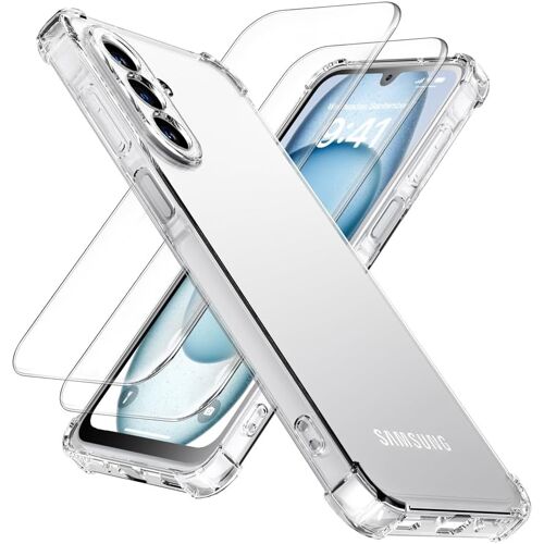 KALANKA-Coque pour Samsung Galaxy A17 5G avec 2 Verres Trempés, Coque Protectrice Antichoc Anti¿Rayures Transparente avec Coins Renforcés, Mince TPU Bumper Case