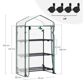 Serre De Jardin Avec Roulettes Et 3 Étagères – Protection Hiver