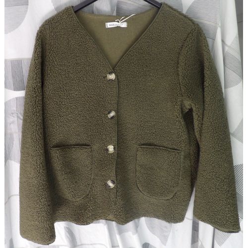 Veste En Laine À Boutons , 2 Poches , Couleur Kaki