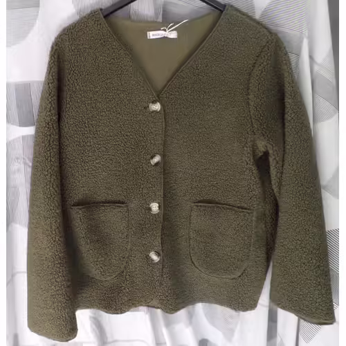 Veste En Laine À Boutons , 2 Poches , Couleur Kaki