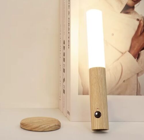 Lampe Torche Veilleuse Led, Détecteur De Mouvement Ou Allumage Continue, Rechargeable - Chêne Clair