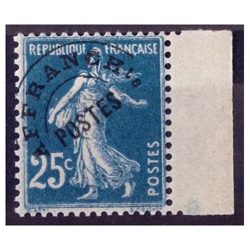 Préoblitéré Semeuse 25c Bleu - Variété Surcharge Fine (Impeccable N° 56a) Neuf** Luxe (= Sans Trace De Charnière) - Cote 70,00€ - France Année 1922 - Brn83 - N31662