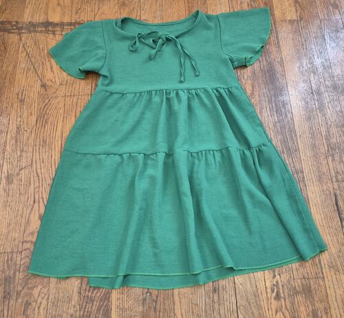 Robe Fille Manches Courte Vert Émeraude Volante Taille 8ans