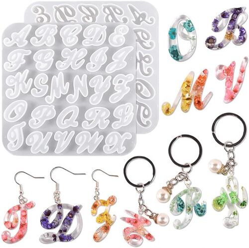 Moule En Résine Alphabet Arrière Alphabet Moule De Coulée Bijoux Moule En Silicone Moules En Résine De Coulée Lettres Pendentif Résine Époxy Moule En Cristal Pour Bricolage