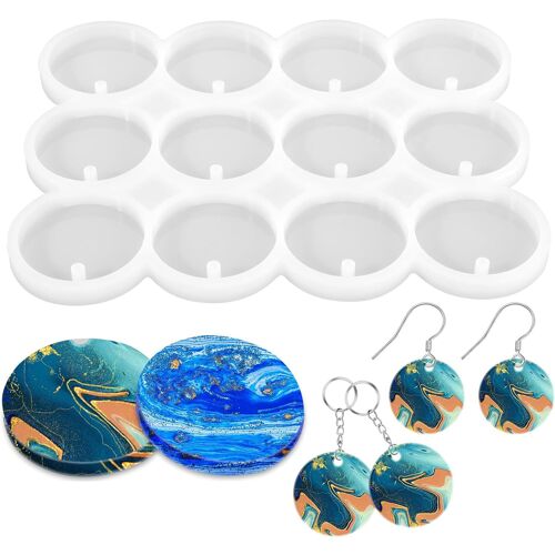 Moule Silicone Resine Epoxy, Rond Moule Resine Epoxy, Moule Silicone Résine, Outils De Coulée De Résine, Moule De Bricolage De Silicone, Pour Pendentif Bracelet, Travaux Manuels, Porte-Clés
