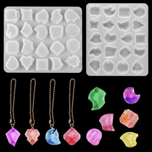 Moule Resine Epoxy Bijoux Diy, Résine Bijoux Creation Irrégulier, Gem Craft Resine Epoxy Moule, Moulle Resine Epoxy Pendentif Pour Ornements Bijoux Bracelet Collier Boucles D'oreilles