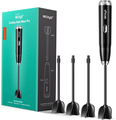 Mevronisshop-Mélangeur De Résine Pro, Mélangeur À Piles Époxy Pour Minimiser Les Bulles, Mélangeur En Résine Époxy, Mélange De Silicone, Gobelet Pour Loisirs Créatifs (4 Pagaies)