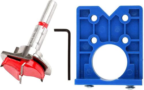 Gabarit de perçage de charnière dissimulé de 35 mm pour charnières d'armoire et plaques de montage, travail du bois, bricolage Bleu