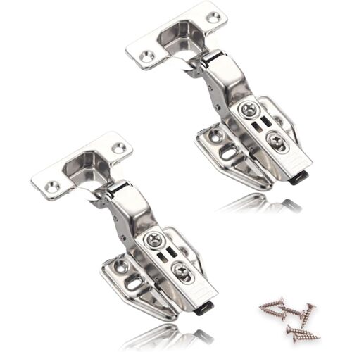 Lot de 2 charnières de porte d'armoire - Charnières en acier inoxydable - Charnières amortissantes - Convient pour armoire de cuisine, porte de penderie