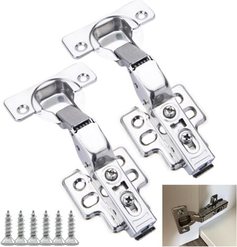 Lot de 2 charnières pour portes d'armoire, angle d'ouverture de 110 °, avec mécanisme d'amortissement à fermeture automatique, charnières d'amortissement à vis pour armoire