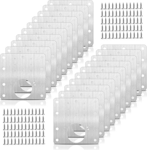 20 Pièces Plaques de Réparation de Charnière Kit de RéParation CharnièRe Meuble avec Vis pour Placards, Bois, Meubles, Étagères, Portes