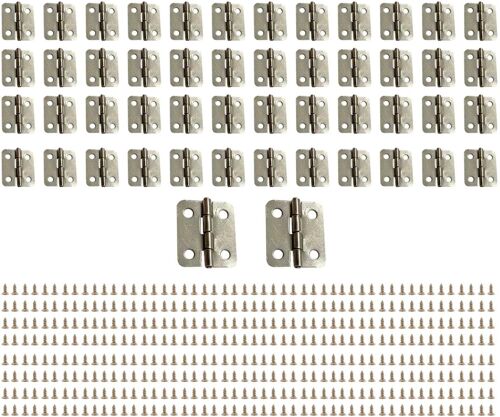 Lot De 50 Mini Charnières À Bord Arqué Pour Le Montage De Portes Et De Fenêtres De Boîtes À Bijoux, Caisses En Bois, Boîtes À Musique Et Petits Modèles, Accessoires De Meubles Miniatures 15