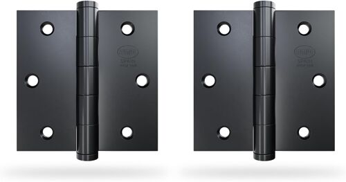 Pack de 2 Charnières Fixes 4'' x 4'' (101 x 101 x 2.5 mm) Acier Inoxydable 18/8 Noir Avec Finition Plate Bord Carré