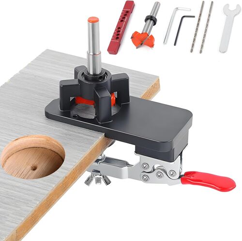 Gabarit de Percage Charniere 35mm,Gabarit de Charnière Dissimulé en Métal,Localisateur de Poinçon de Charnière de Armoire,Guide-Mèche Trois Roulements Outil pour Porte Armoires De Bricolage