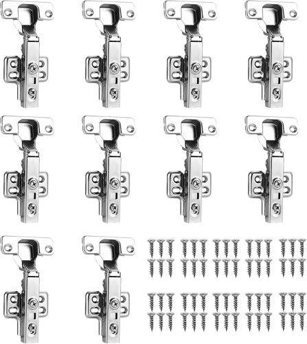 Charnière automatique Amortissement, 10 Pcs Charniere Porte Placard, Fermeture Automatique Charnière Peut être utilisé sur les armoires de cuisine, les portes d'armoires.