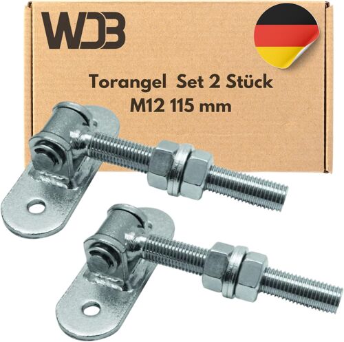 Plaque de fixation réglable - Charnières de porte de jardin - Charnières robustes - Charnières de portail - Charnières suspendues - 2 charnières de portail réglables M12 115 mm