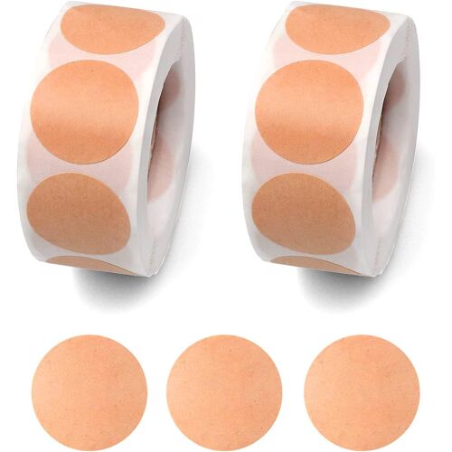 2 Rouleaux Autocollants D'étiquettes Papier Kraft, Étiquettes Autocollantes Rondes Papier Kraft, Autocollants Kraft Vierges, 500 Au Total Par Rouleau D'autocollants Adhésifs Bruns Ronds, Pour Maison