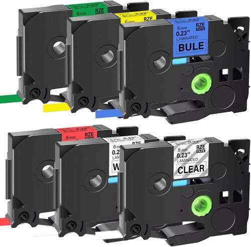 Ruban d'étiquettes Compatible pour une utilisation à la place de Brother P-Touch TZe 6mm TZe-211 TZe-111 TZe-411 TZe-511 TZe-611 TZe-711 Tape Cassette pour marqueurs Ptouch H105 PT H110