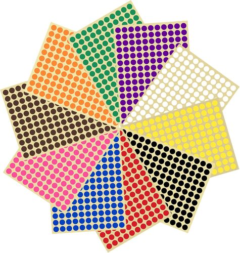 Gommettes Autocollantes Rondes,10mm Couleur Codage Étiquettes 3300 Auto-Adhésifs De Points 20 Feuilles Pour Le Bureau, Ecole, Calendriers, Autocollants De Carte