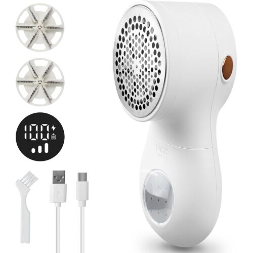 JGD-Rasoir à peluches électrique rechargeable avec affichage LED, 3 modes, 2 lames de rechange, pour vêtements, pulls, couvertures et meubles
