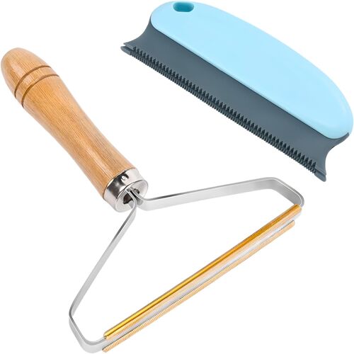 MEVRONISSHOP-Rasoir Anti Bouloche Manuel, Lot de 2 Brosse Manuel Clean Poil Brosse Anti Poils Chien Chat Animaux Ramasse Poils Animaux pour Manteau Tissé, Tapis, Tricot, Poils d'animaux